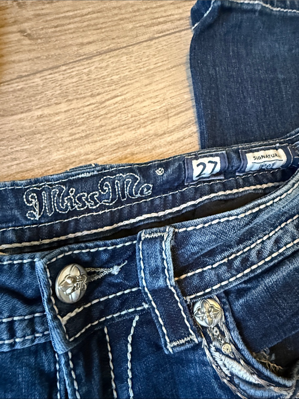 Miss me signature boot cut jeans silver sequin flap 27 - Picture 5 of 9